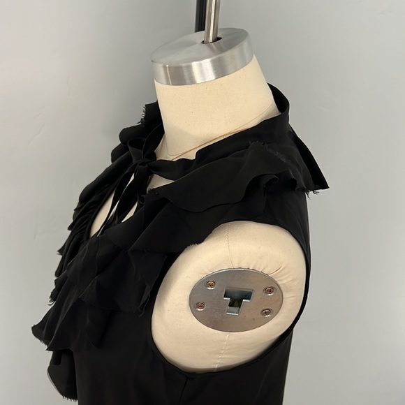 JOIE Gilly Ruffled Silk Mini Neck Tie Dress V-Neck Black, Size Small - Picture 11 of 16
